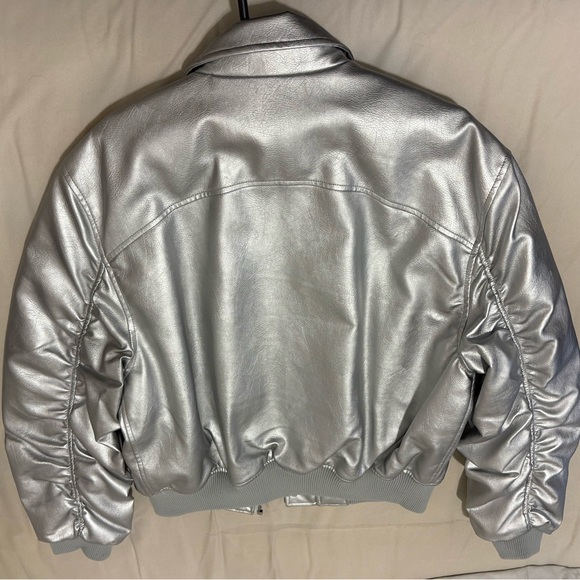 Zara Metallic Faux Leather Jacket - Picture 3 of 8